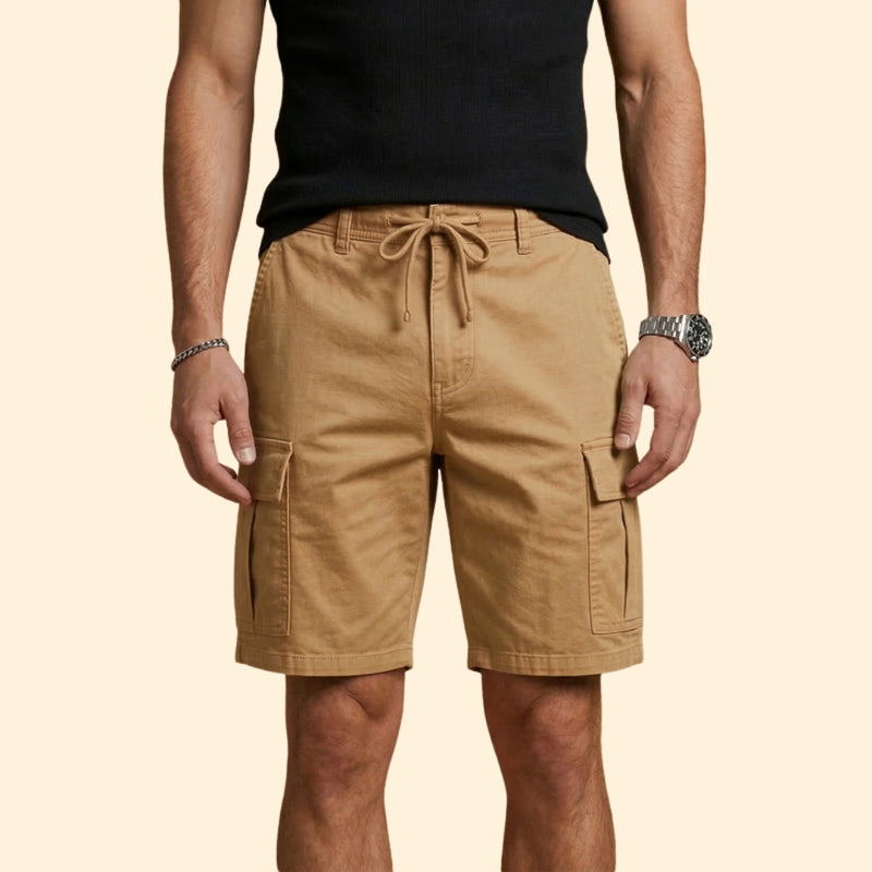 Men's Cargo Shorts with Flap Pockets and Drawstring