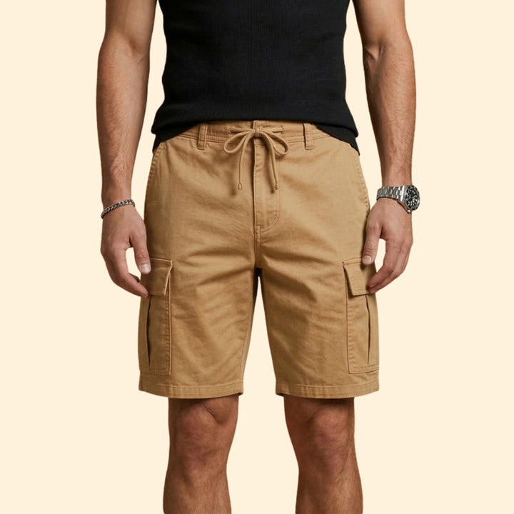 Men's Cargo Shorts with Flap Pockets and Drawstring
