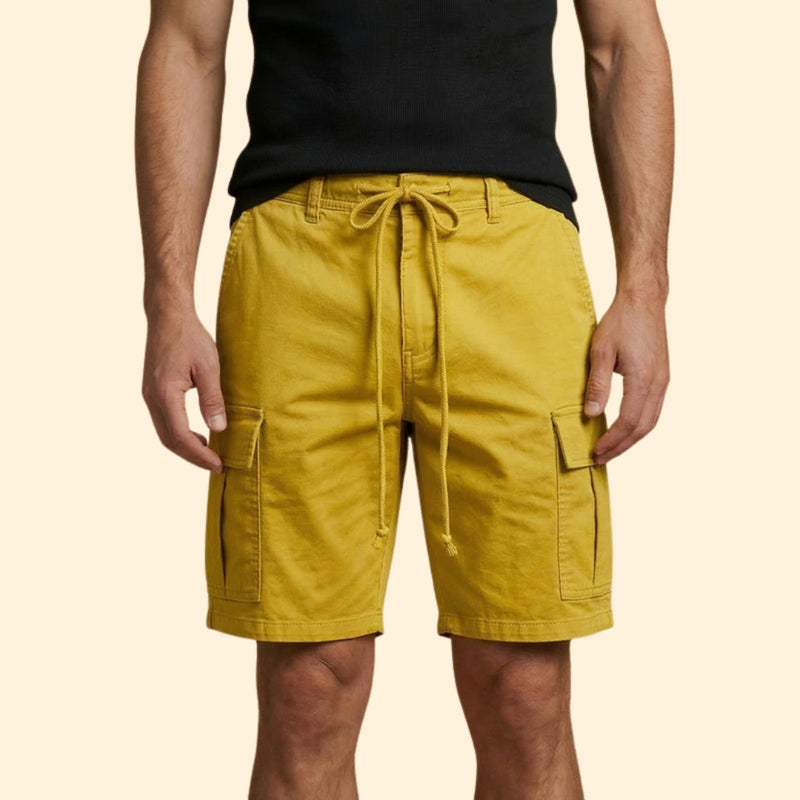 Men's Cargo Shorts with Flap Pockets and Drawstring