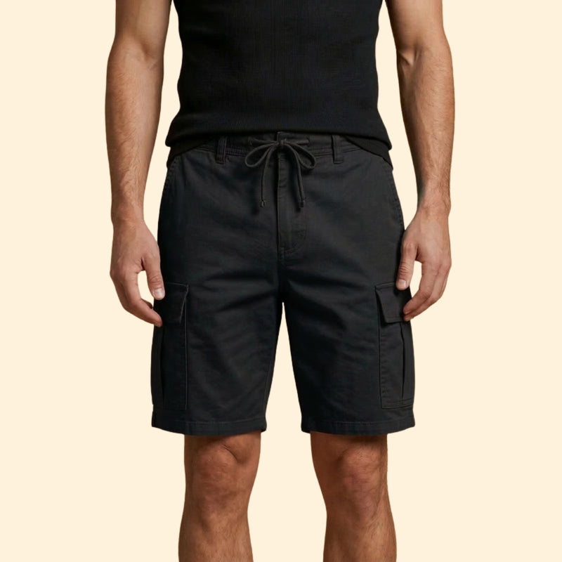 Men's Cargo Shorts with Flap Pockets and Drawstring
