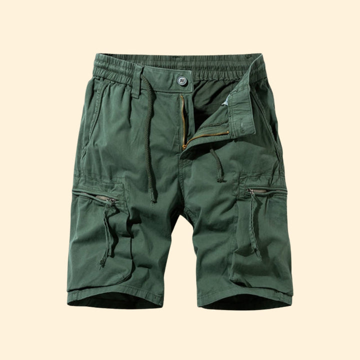 Men’s Cargo Shorts with Zipper Pockets and Drawstring Waist