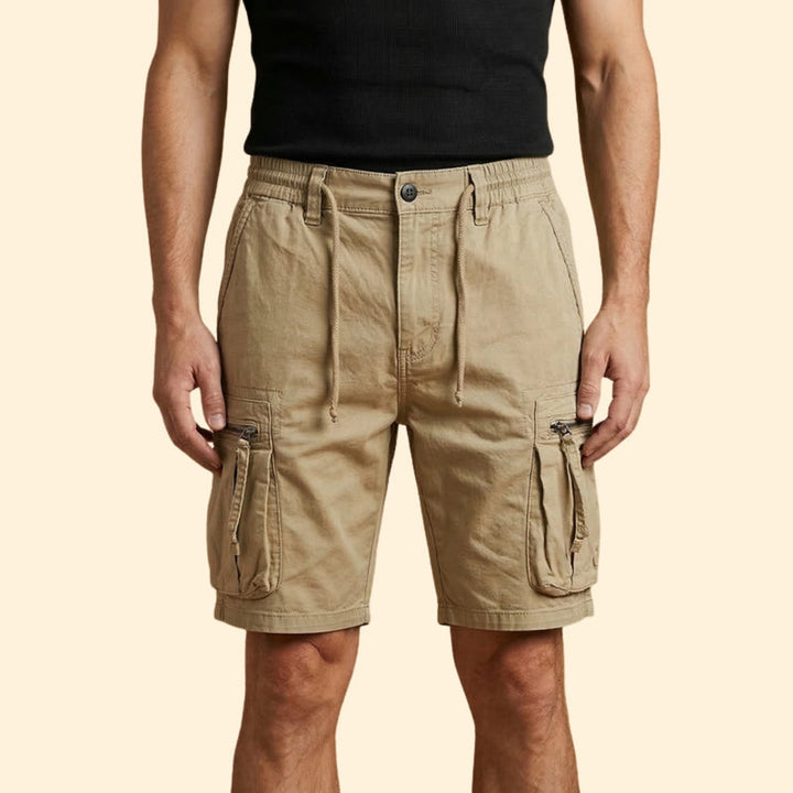 Men’s Cargo Shorts with Zipper Pockets and Drawstring Waist