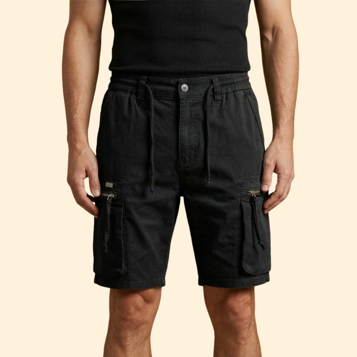 Men’s Cargo Shorts with Zipper Pockets and Drawstring Waist