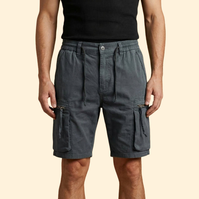 Men’s Cargo Shorts with Zipper Pockets and Drawstring Waist