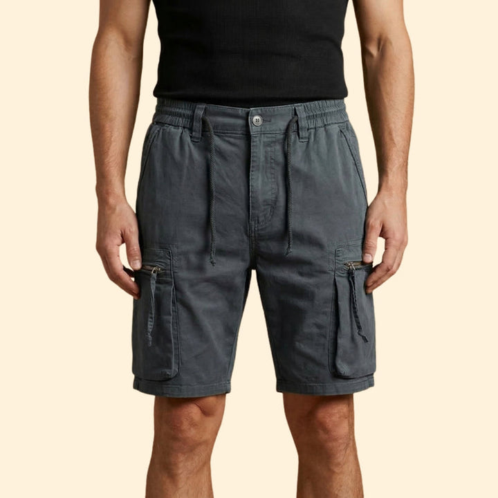 Men’s Cargo Shorts with Zipper Pockets and Drawstring Waist