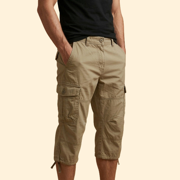 Men’s Casual 3/4 Cargo Trousers with Button and Zip Closure