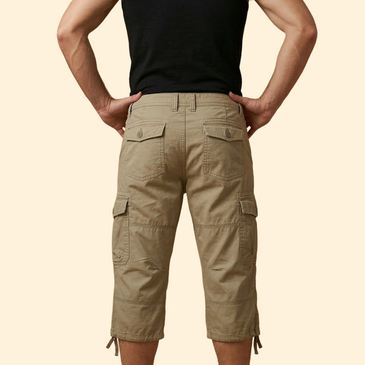 Men’s Casual 3/4 Cargo Trousers with Button and Zip Closure