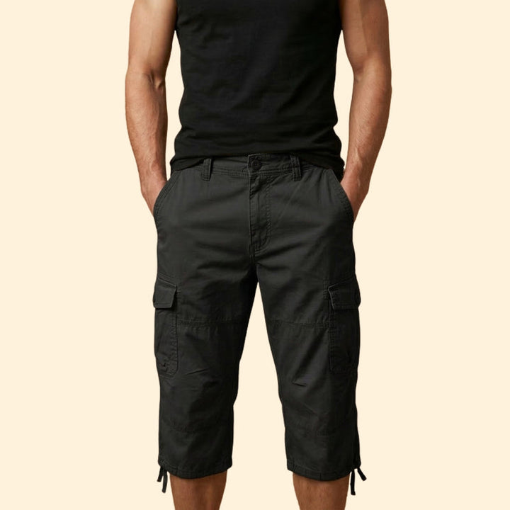 Men’s Casual 3/4 Cargo Trousers with Button and Zip Closure
