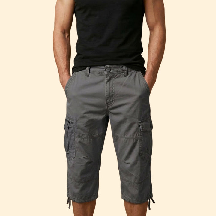 Men’s Casual 3/4 Cargo Trousers with Button and Zip Closure