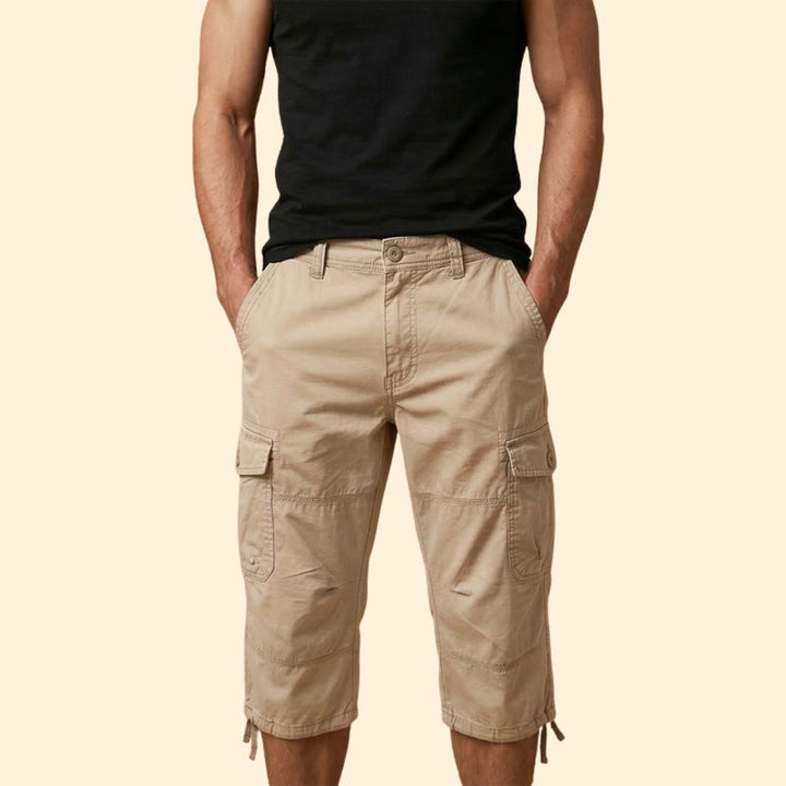 Men’s Casual 3/4 Cargo Trousers with Button and Zip Closure