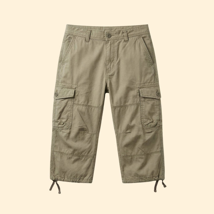 Men’s Casual 3/4 Cargo Trousers with Button and Zip Closure