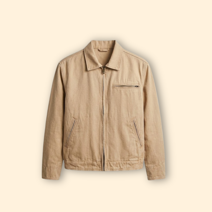 Men’s Casual Bomber Jacket with Pointed Collar Design