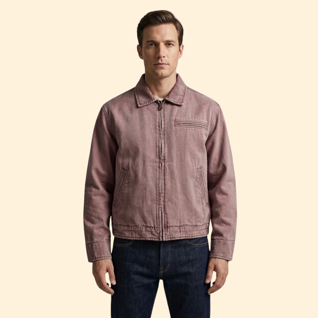 Men’s Casual Bomber Jacket with Pointed Collar Design