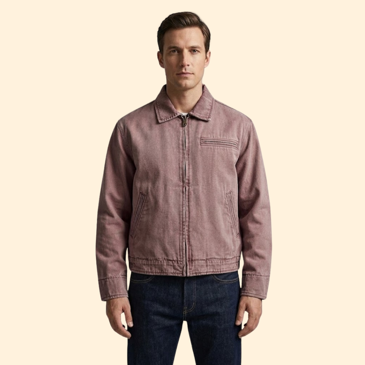 Men’s Casual Bomber Jacket with Pointed Collar Design