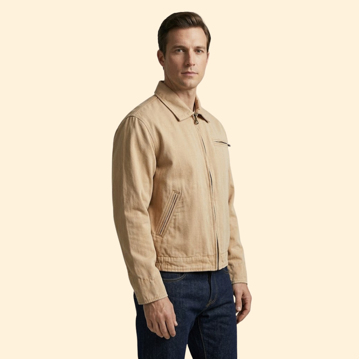 Men’s Casual Bomber Jacket with Pointed Collar Design