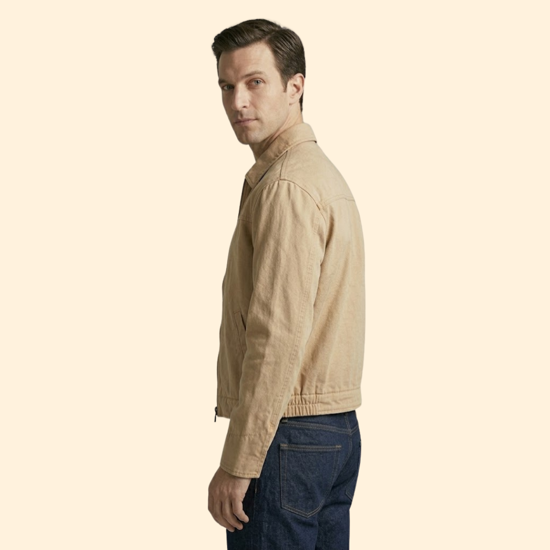 Men’s Casual Bomber Jacket with Pointed Collar Design