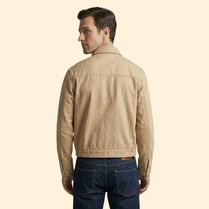 Men’s Casual Bomber Jacket with Pointed Collar Design