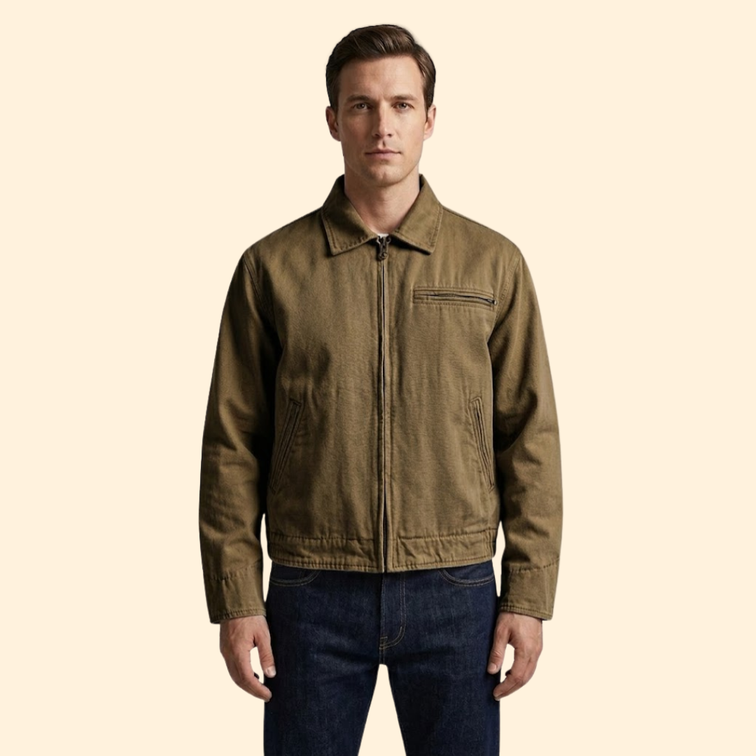 Men’s Casual Bomber Jacket with Pointed Collar Design