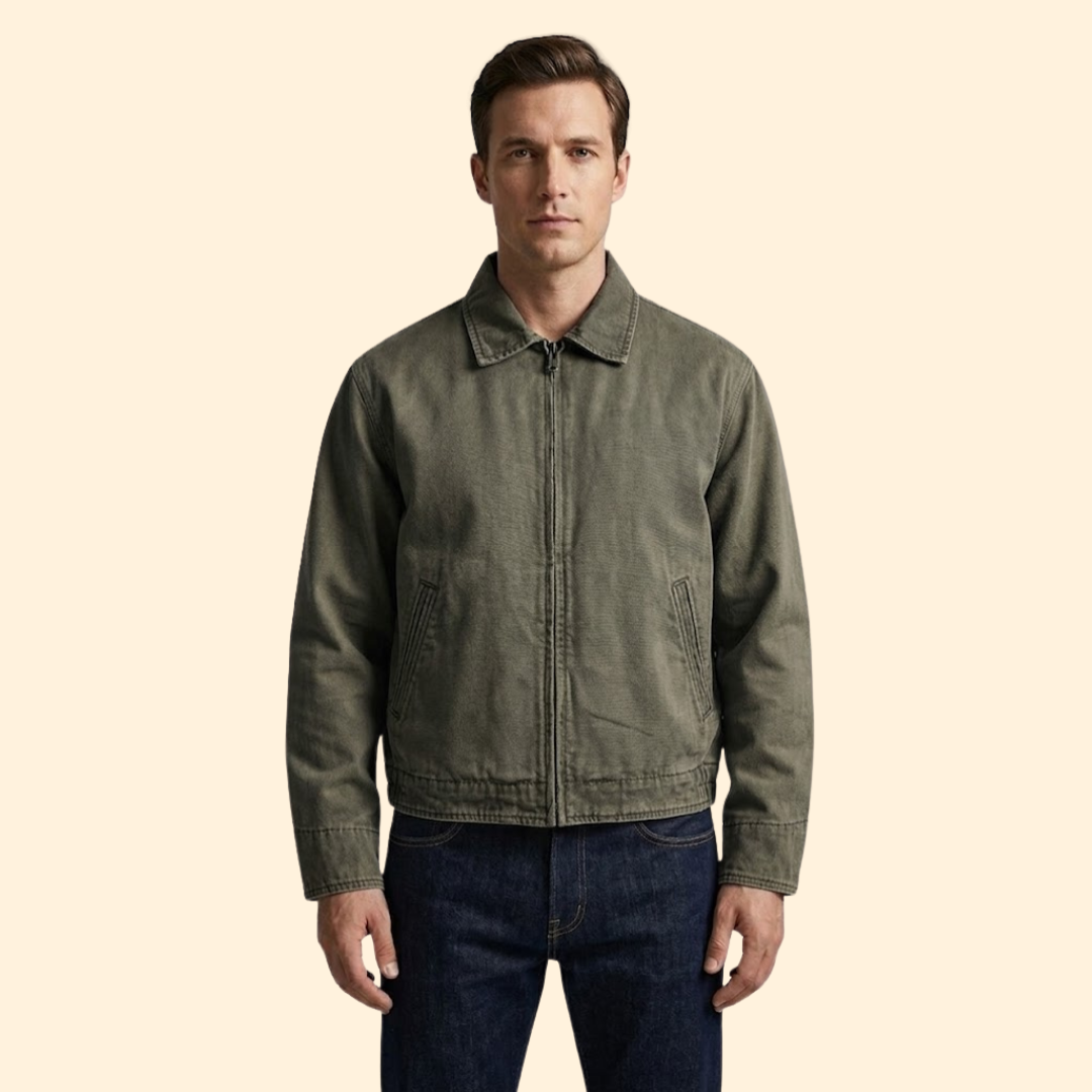Men’s Casual Bomber Jacket with Pointed Collar Design