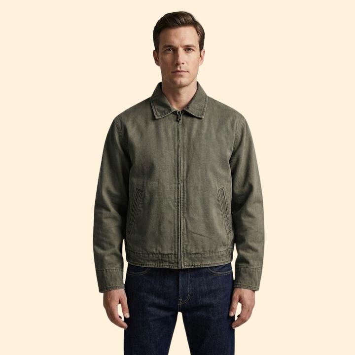 Men’s Casual Bomber Jacket with Pointed Collar Design