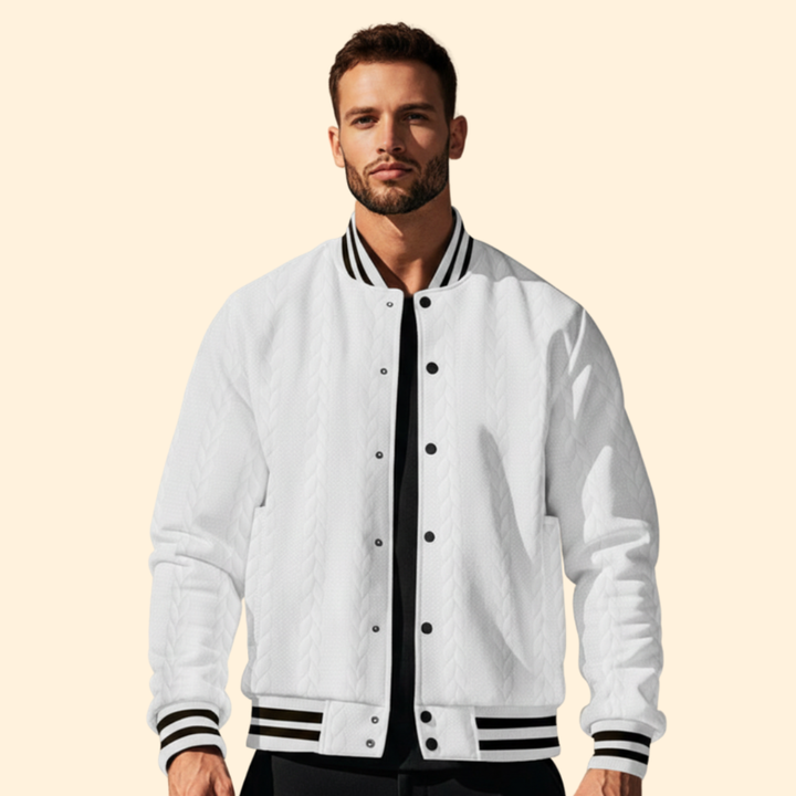 Men’s Casual Bomber Jacket with Structured Shoulders