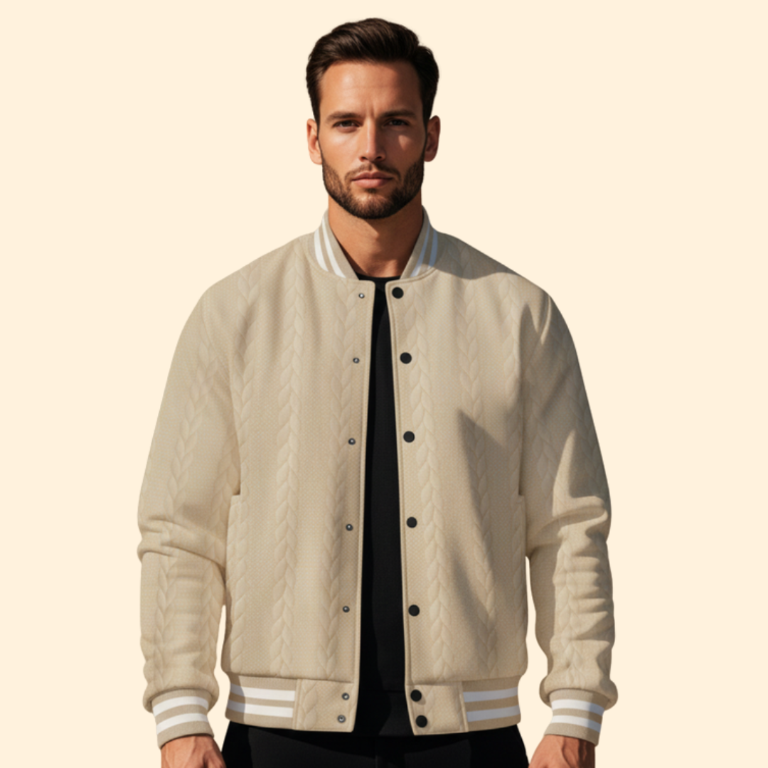 Men’s Casual Bomber Jacket with Structured Shoulders