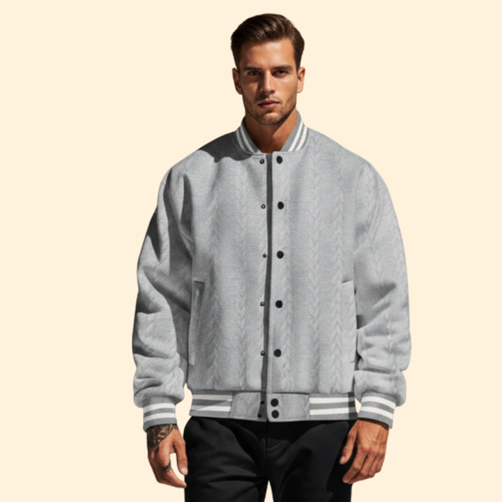 Men’s Casual Bomber Jacket with Structured Shoulders