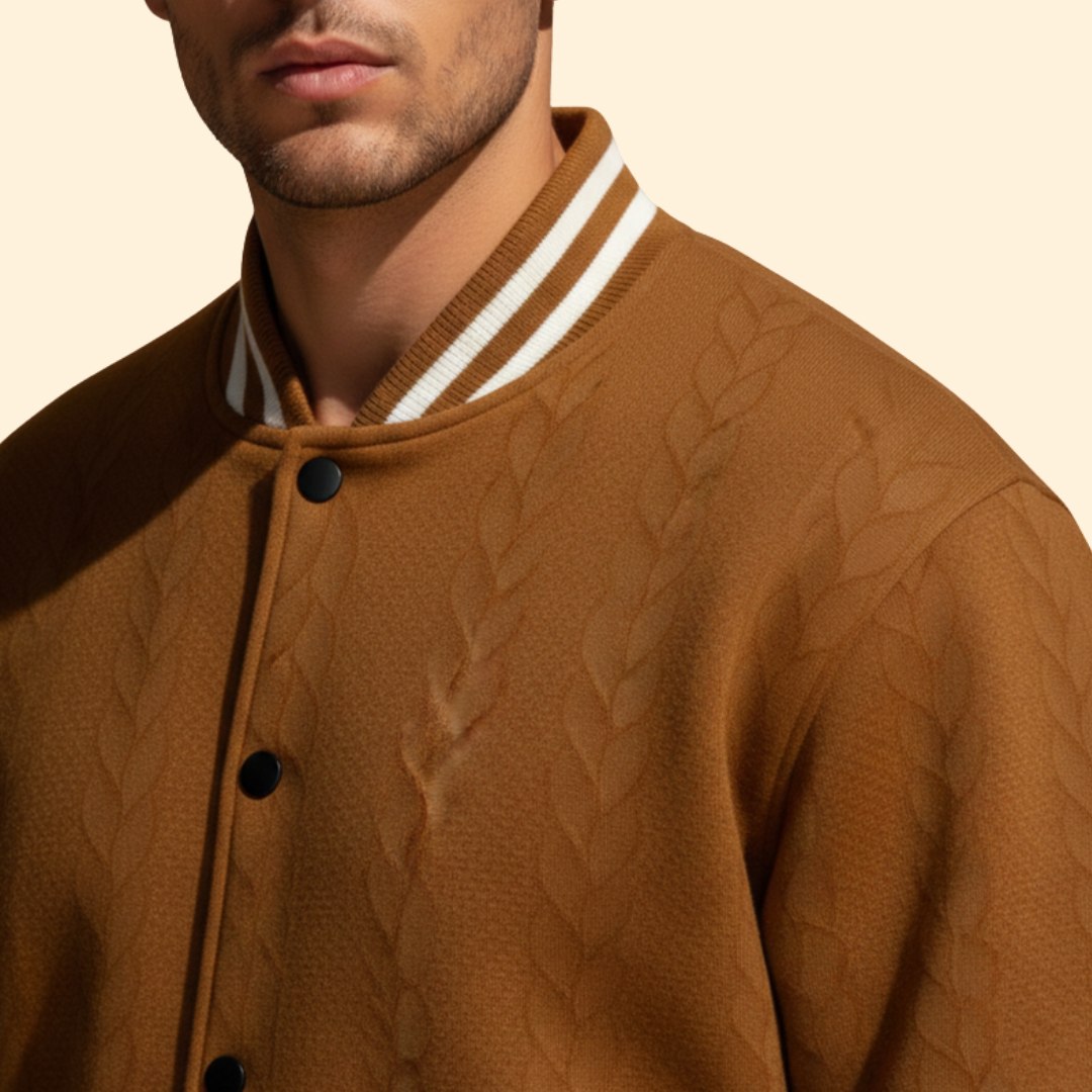 Men’s Casual Bomber Jacket with Structured Shoulders