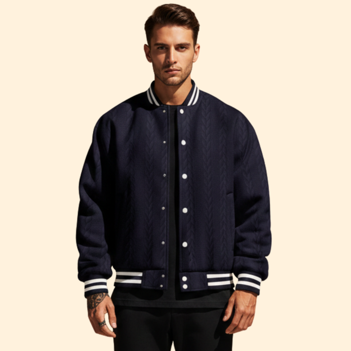 Men’s Casual Bomber Jacket with Structured Shoulders