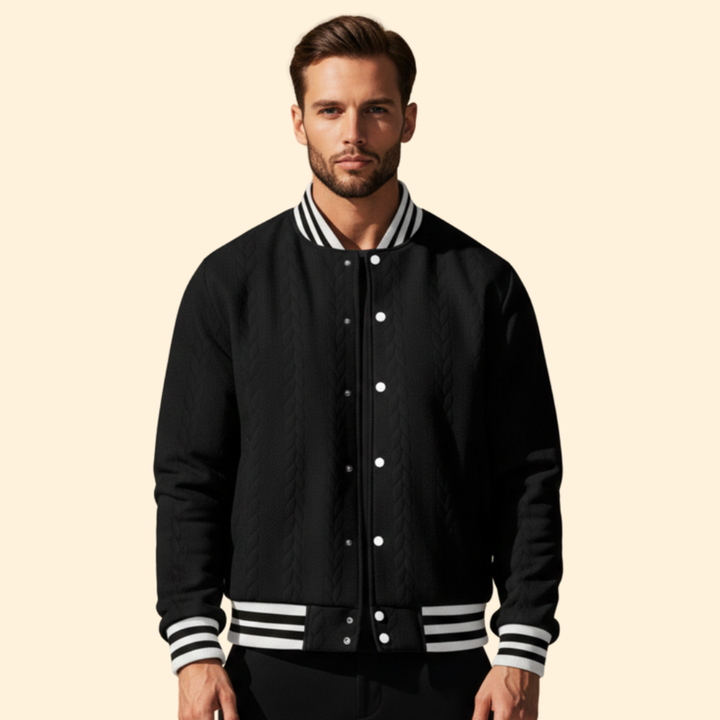 Men’s Casual Bomber Jacket with Structured Shoulders