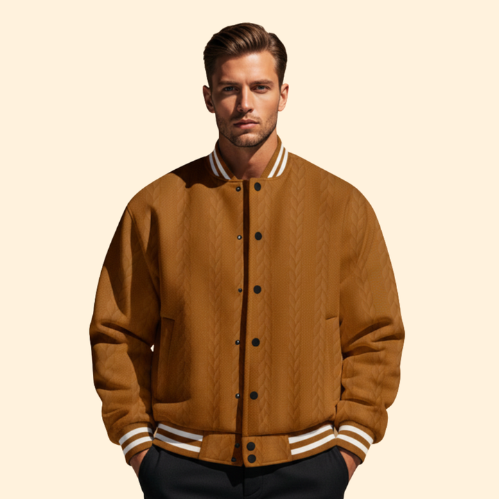 Men’s Casual Bomber Jacket with Structured Shoulders