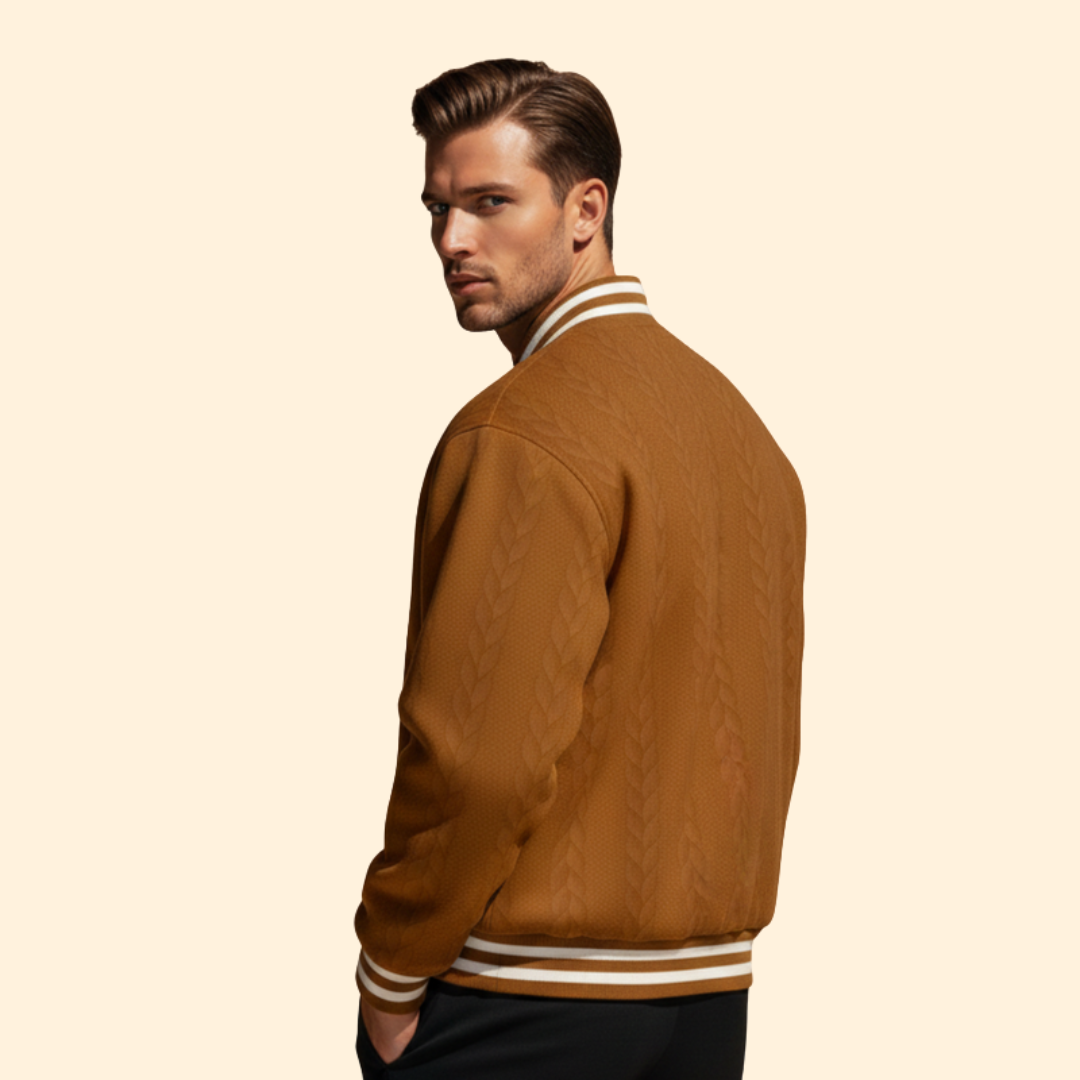 Men’s Casual Bomber Jacket with Structured Shoulders