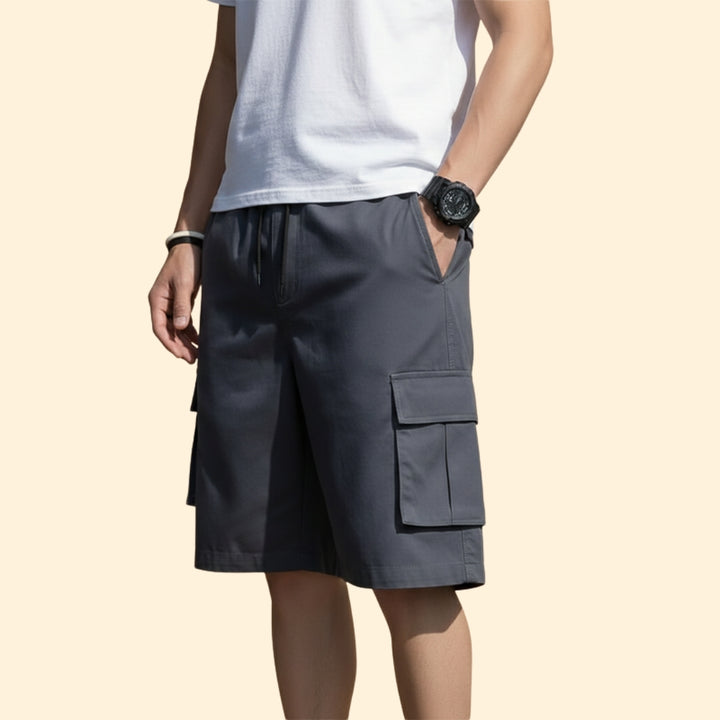 Men's Casual Cargo Shorts with Elastic Waistband