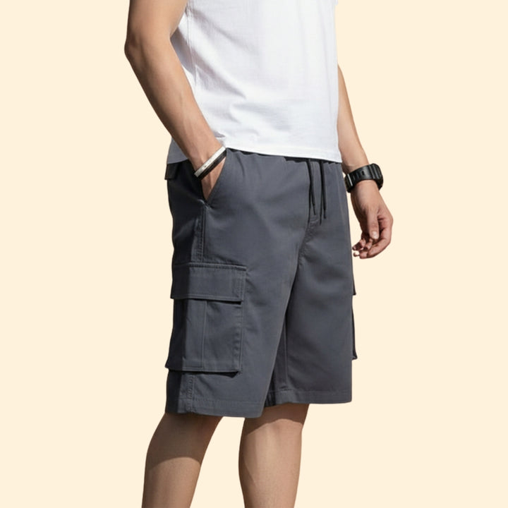 Men's Casual Cargo Shorts with Elastic Waistband