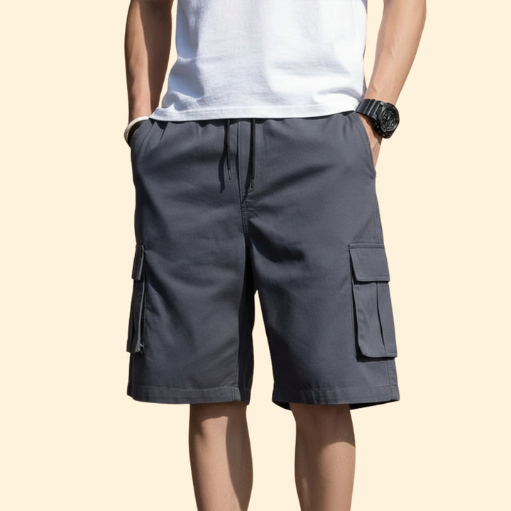 Men's Casual Cargo Shorts with Elastic Waistband