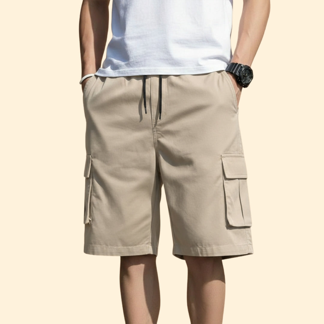 Men's Casual Cargo Shorts with Elastic Waistband