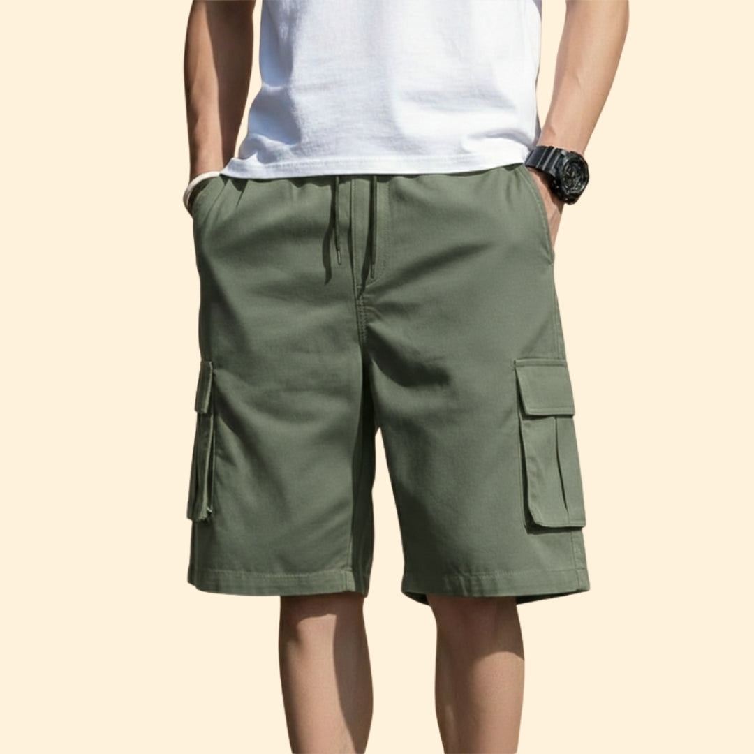 Men's Casual Cargo Shorts with Elastic Waistband