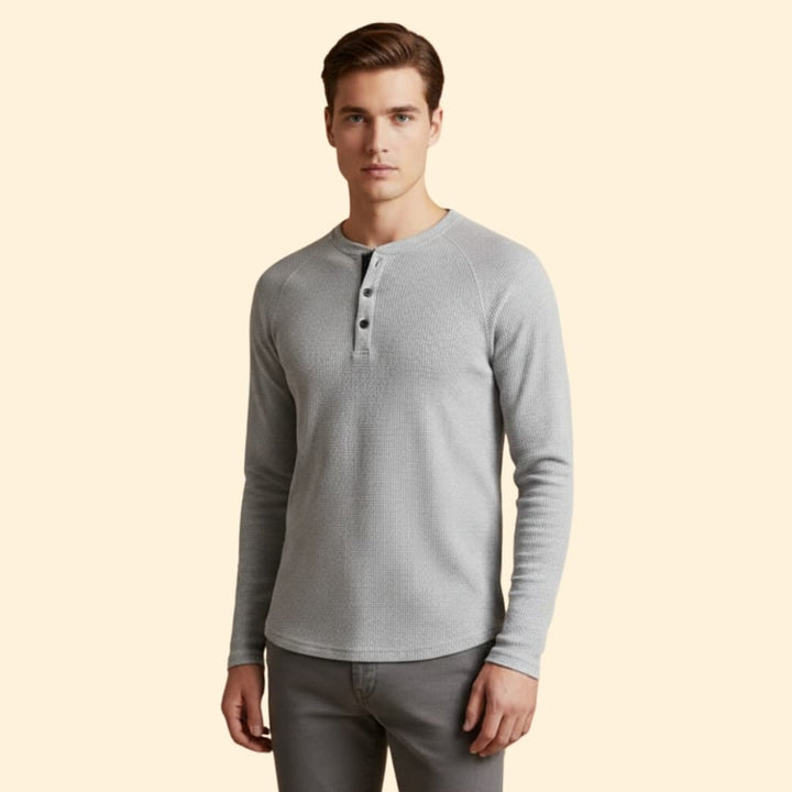 Men’s Casual Henley T-Shirt with Long Sleeves