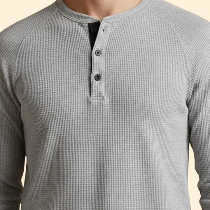 Men’s Casual Henley T-Shirt with Long Sleeves