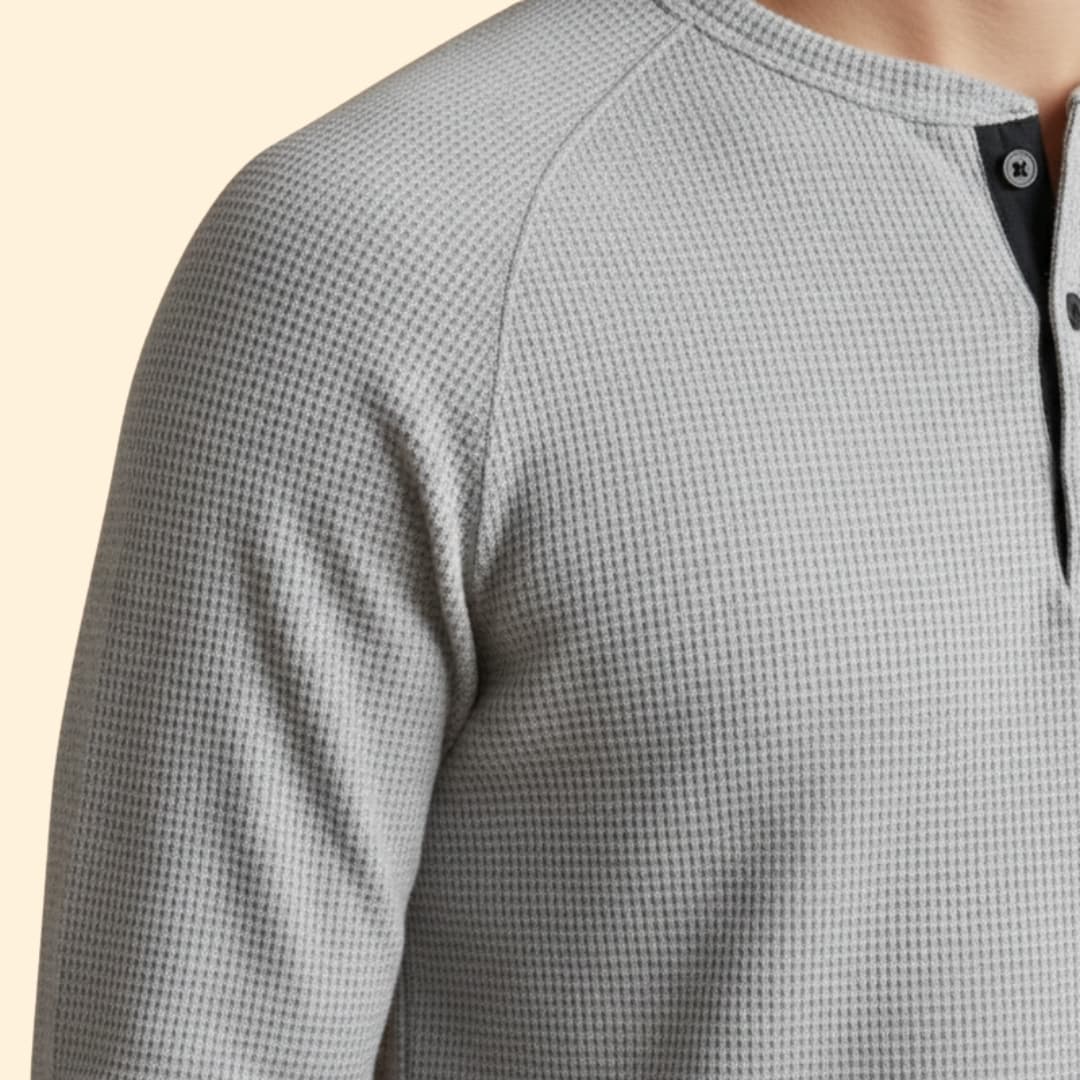 Men’s Casual Henley T-Shirt with Long Sleeves