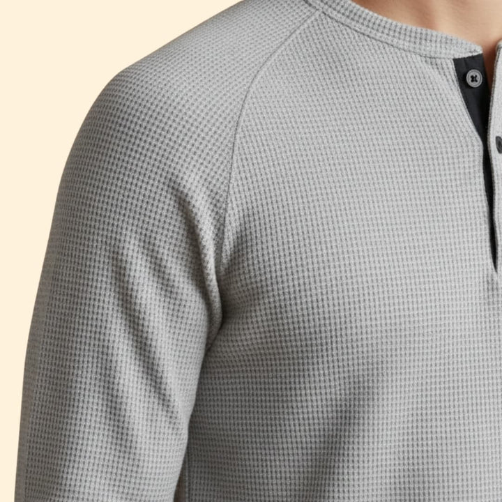 Men’s Casual Henley T-Shirt with Long Sleeves