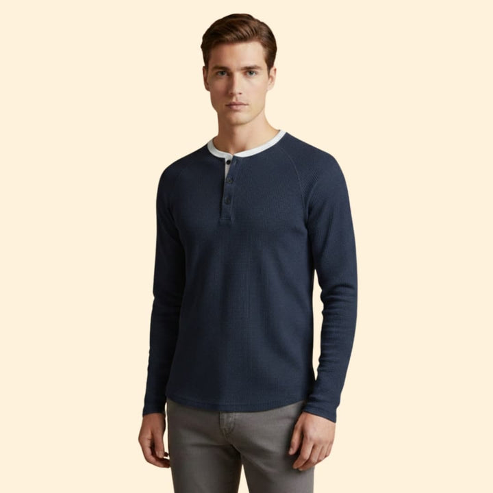 Men’s Casual Henley T-Shirt with Long Sleeves