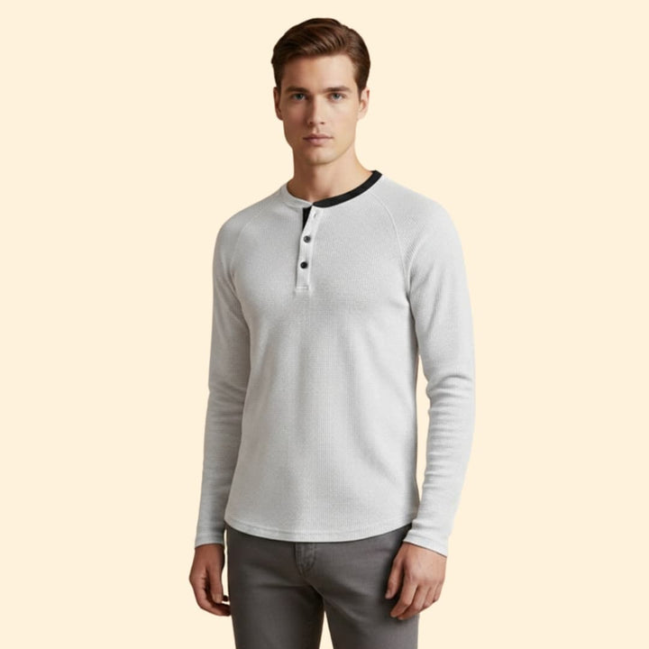 Men’s Casual Henley T-Shirt with Long Sleeves