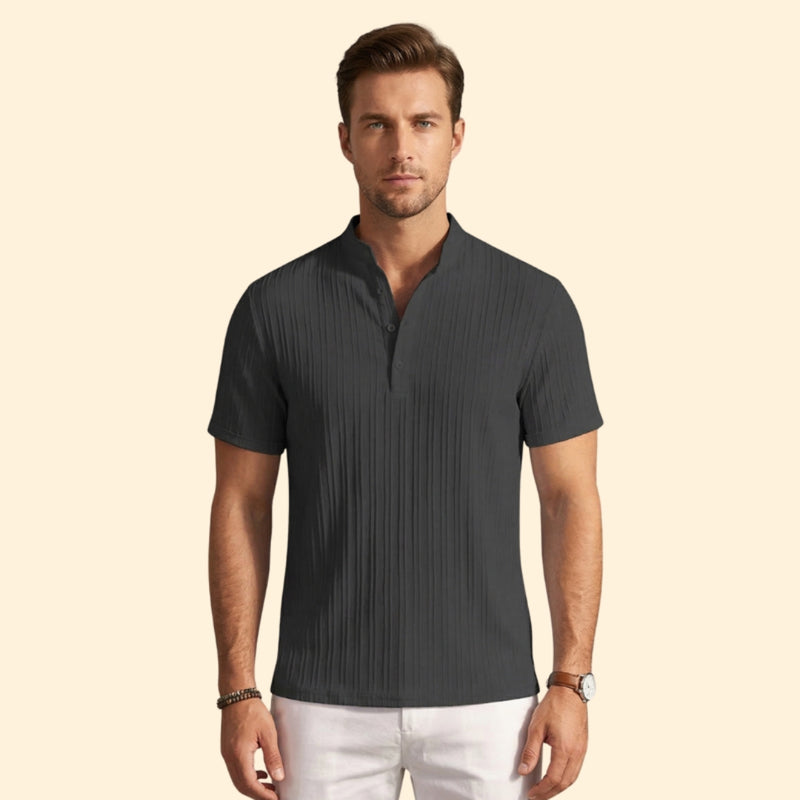 Men’s Casual Henley T-Shirt with Short Sleeves