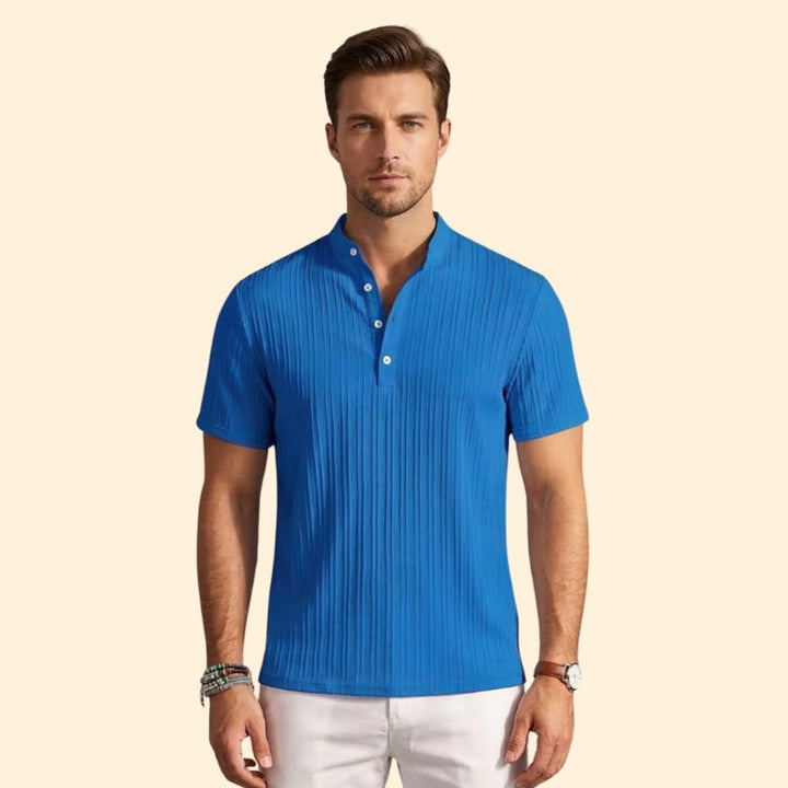 Men’s Casual Henley T-Shirt with Short Sleeves