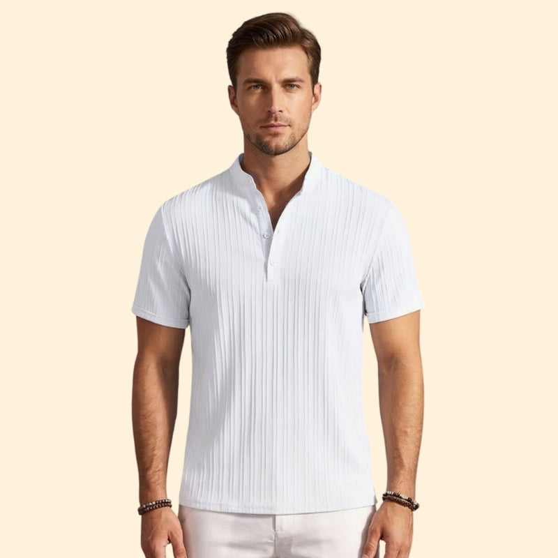Men’s Casual Henley T-Shirt with Short Sleeves