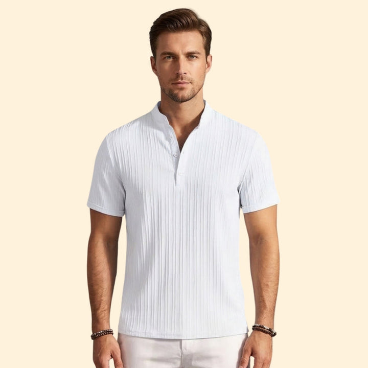 Men’s Casual Henley T-Shirt with Short Sleeves