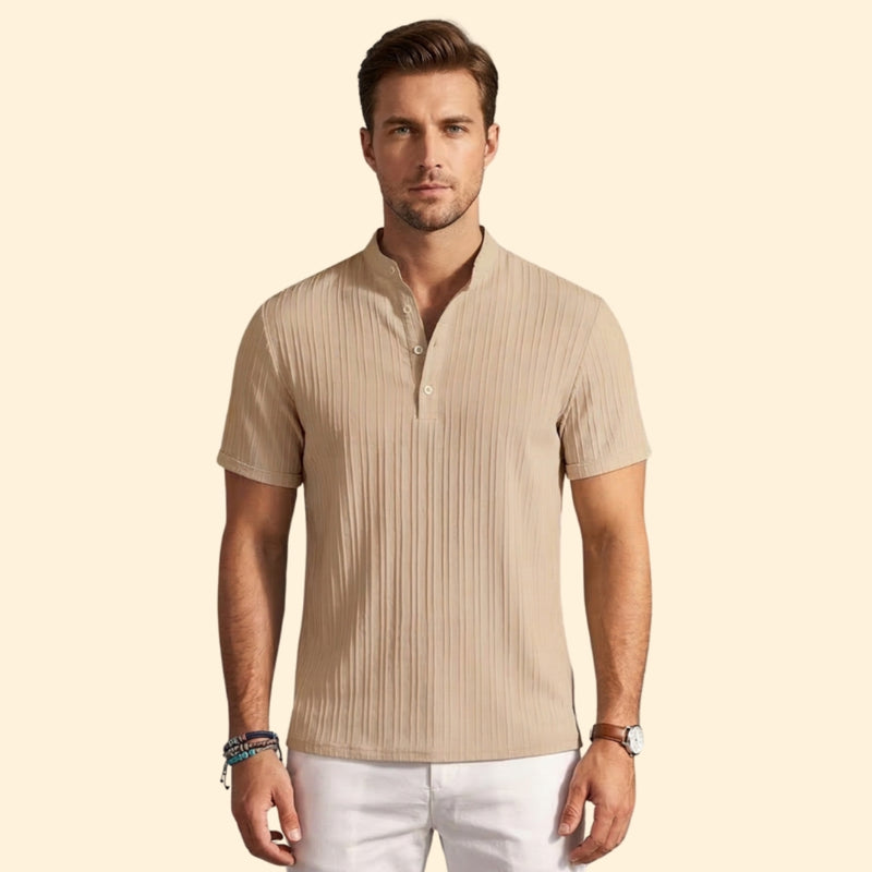 Men’s Casual Henley T-Shirt with Short Sleeves