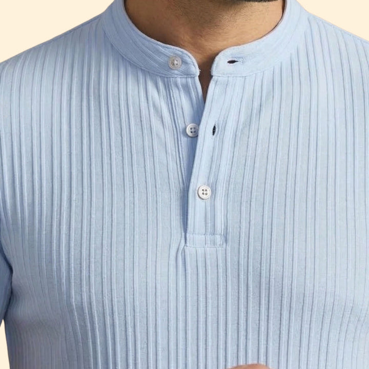 Men’s Casual Henley T-Shirt with Short Sleeves