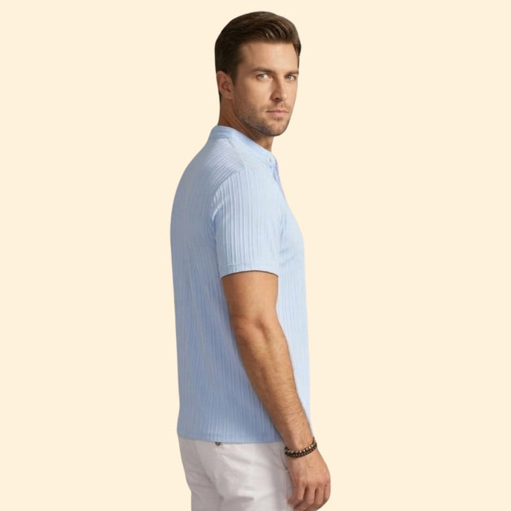 Men’s Casual Henley T-Shirt with Short Sleeves